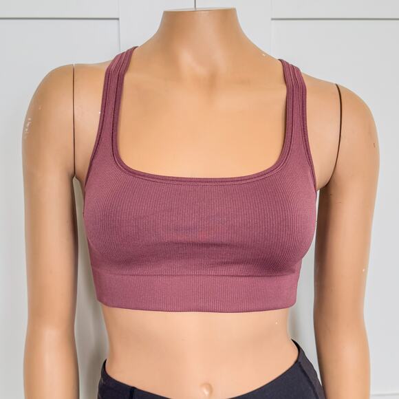 Athleta, Aurora Scoop Crossback Ribbed Women’s Small Sports Bra A-C, Tawny Rose - Picture 1 of 7